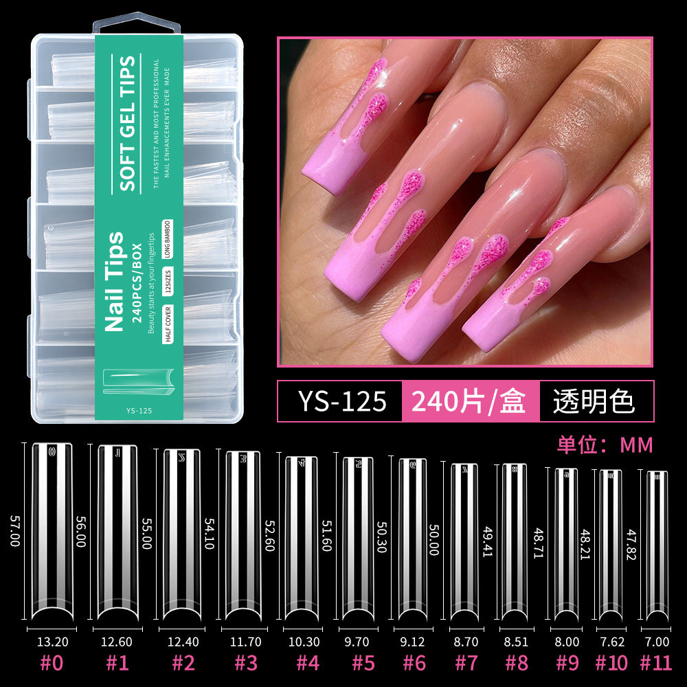 Nail Tips semi-full sticker, light sticker, extended water pipe nail 240 pieces XXXL thin dog transparent manicure patch fake nail