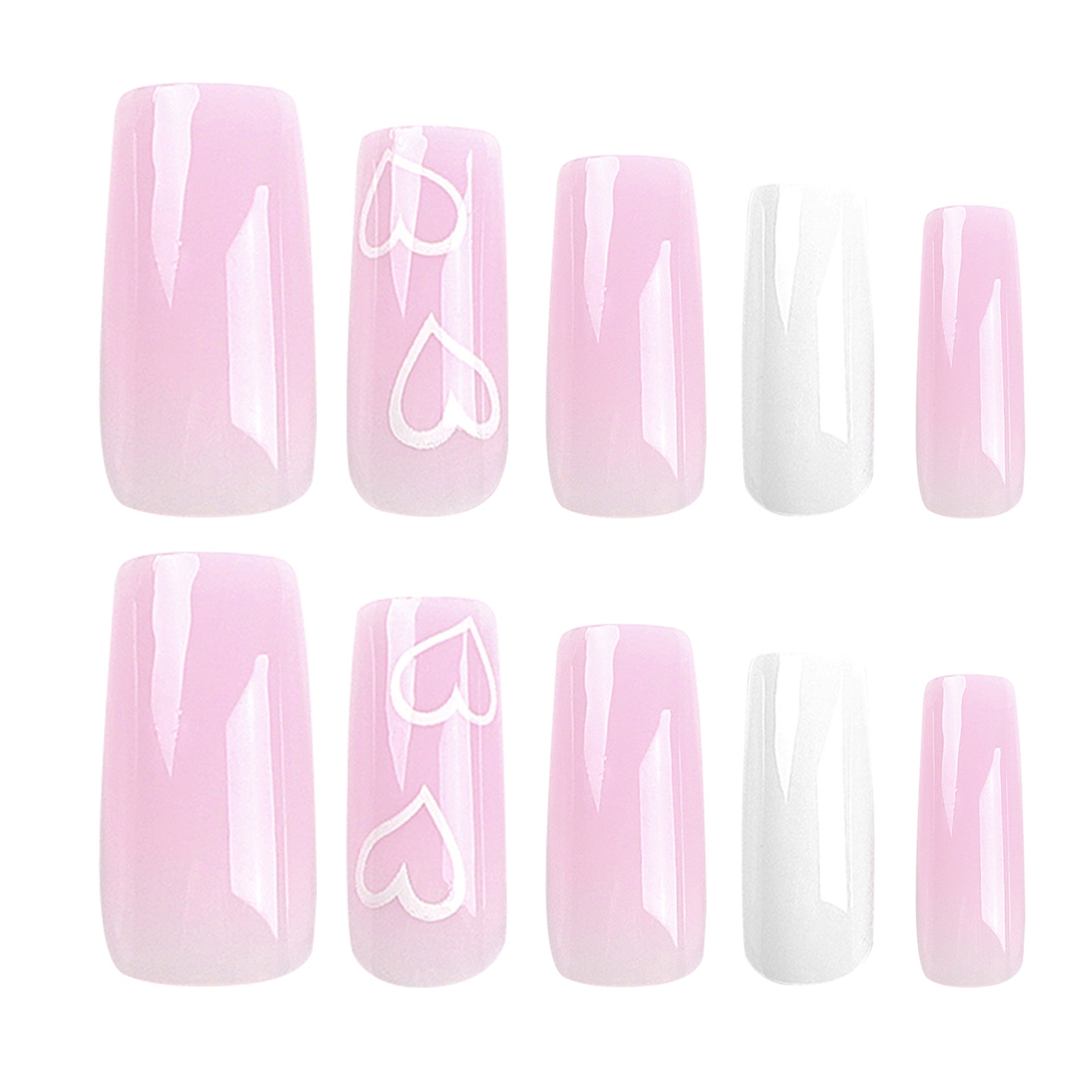 Simple Love Dia dos Namorados Use Unha Rosa Branco Médio e Longo Quadrado Unha Arte Use Patch de Unha Patch de Unha Atacado|365nails