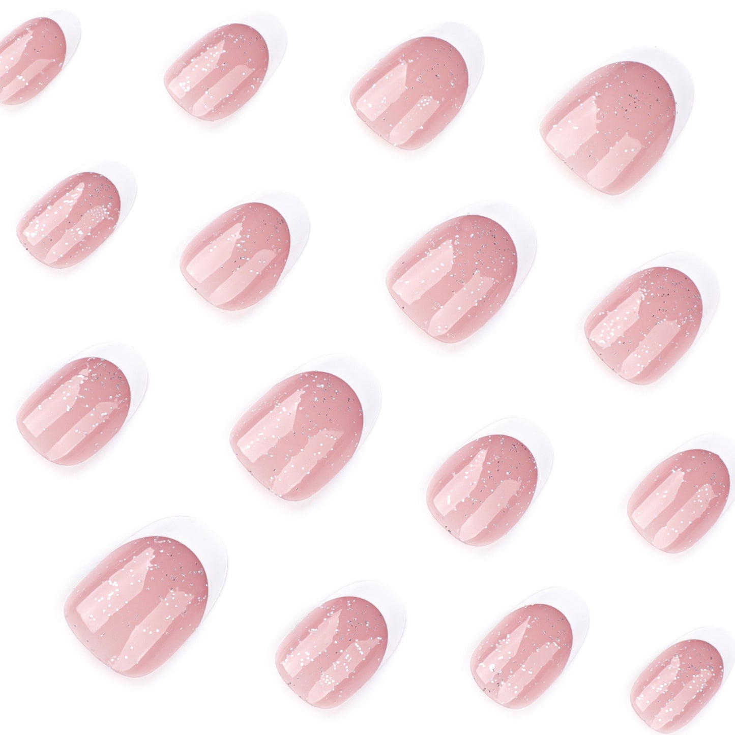 Simple classic French white edge short oval press-on nails glitter nail art tablets hot-selling fake nail wholesale|365nails