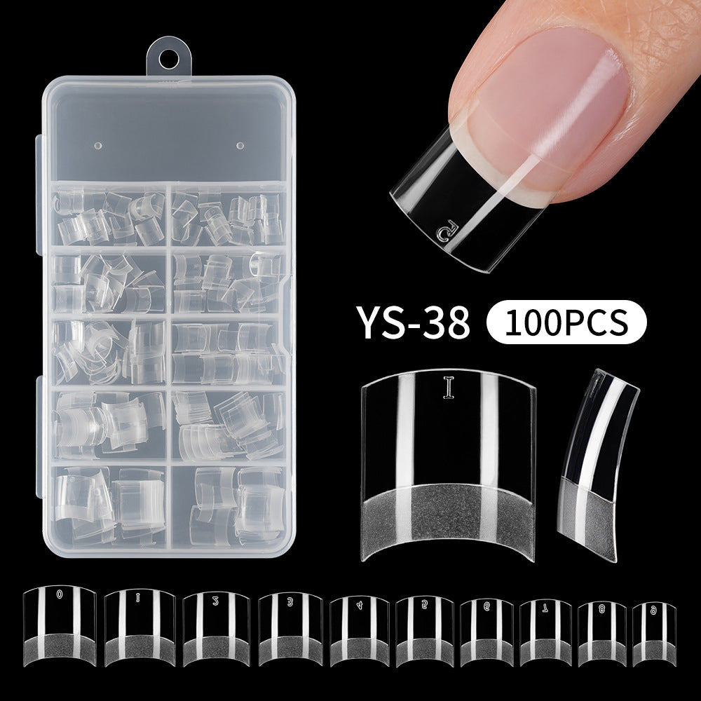 Nail Tips press on nails plate semi-matte transparent square semi-sticker light sticker nail art, 100 pieces without traces, boxed extended false nails