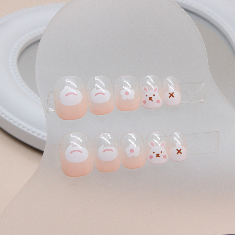 Unhas decoradas com flores de coelho fofo para crianças, 24 peças | 365 unhas