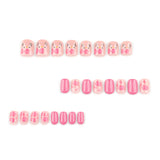 Japanese style pink bow sweet and cute short square press-on nails