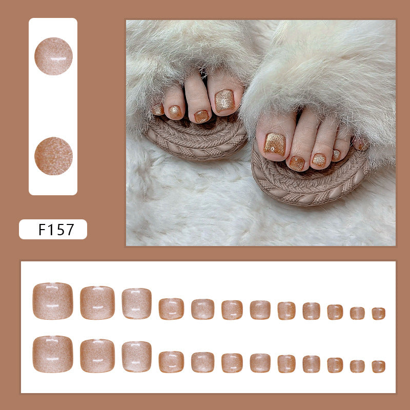 Cat eye manicure piece Golden beach press-on nails fine flash Removable toenail piece Press-on toenails nail piece |365nails