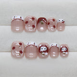 Desenhos animados de bolinhas francesas, estrelas, fofas, moda feminina, versátil, destacável, arte de unha vestível, 24 peças | 365 unhas