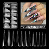 Nail Tips Long salons press on nails pieces, long tip 120 pieces, boxed transparent thin dog lengthened art nail pieces, women
