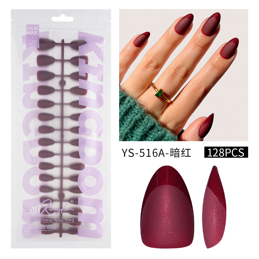 Nail Tips popular French press on nails almond nail short matte removable fake nail 128 pieces bagged nail art