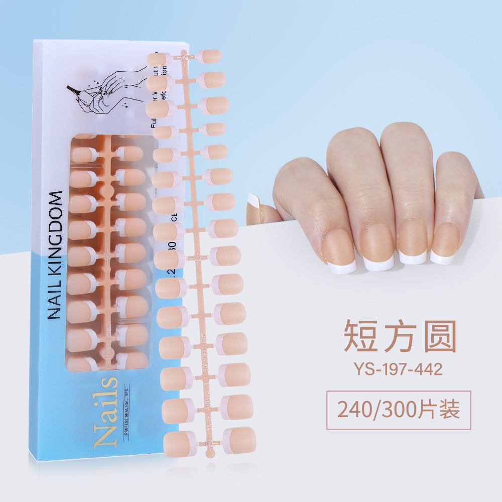 Nail Tips New French press on nails 240 pieces boxed fake nail manicure work in progress matte full sticker French nail piece