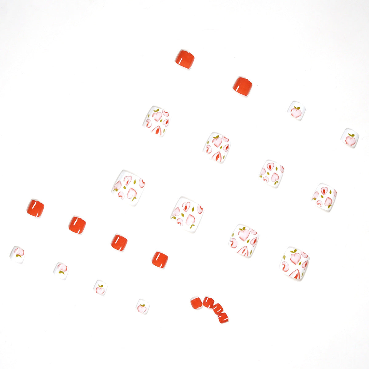 Summer sweet peach tender orange foot nail press-on nails art finished fake nail nail nail patch removable nail piece|365nails