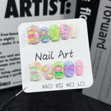 Sweet and cute cartoon Handmade press on nails small fresh short nail patch almond nail  sticker|365nails