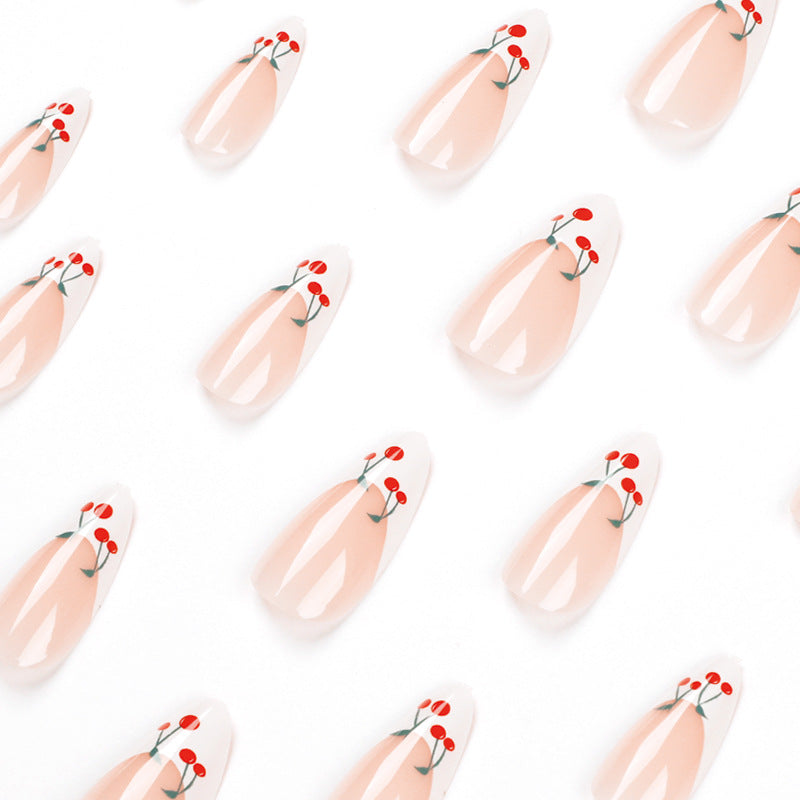 Venta al por mayor de productos terminados de decoración de uñas con borde blanco francés. Cereza pequeña, decoración de uñas extraíble al por mayor | 365nails