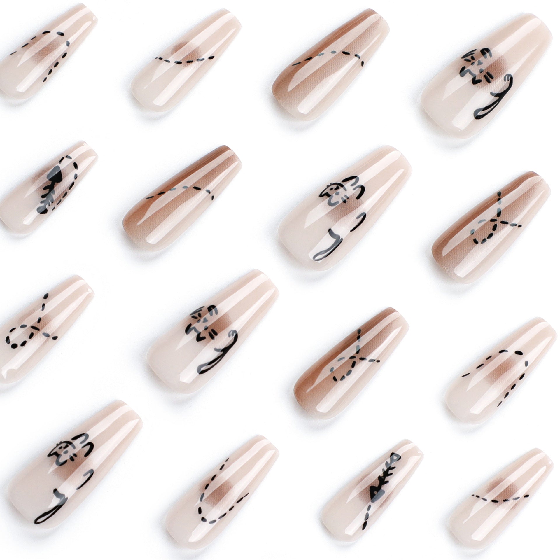 Pegatinas para uñas de manicura de línea simple, lindas pegatinas de dibujos animados, producto terminado de ballet, venta al por mayor | 365nails