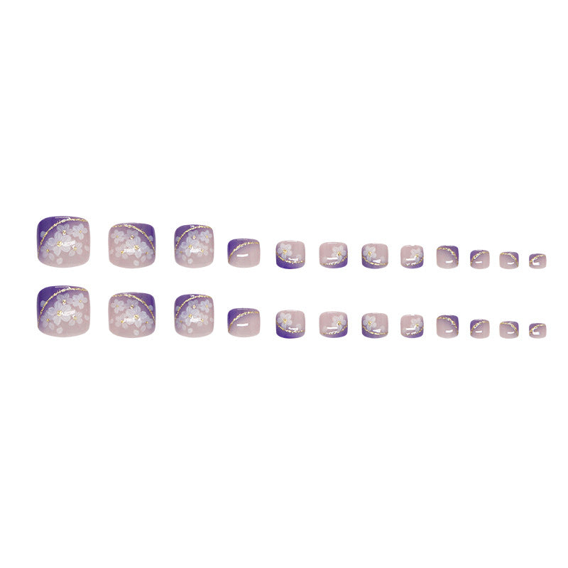 Light purple charm, icy and fine flash, clean and gentle flowers, ins wind, removable 24 pieces of toenails|365nails