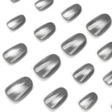 Nail art patch  cat eye nail piece gray   short fake nail summer|365nails
