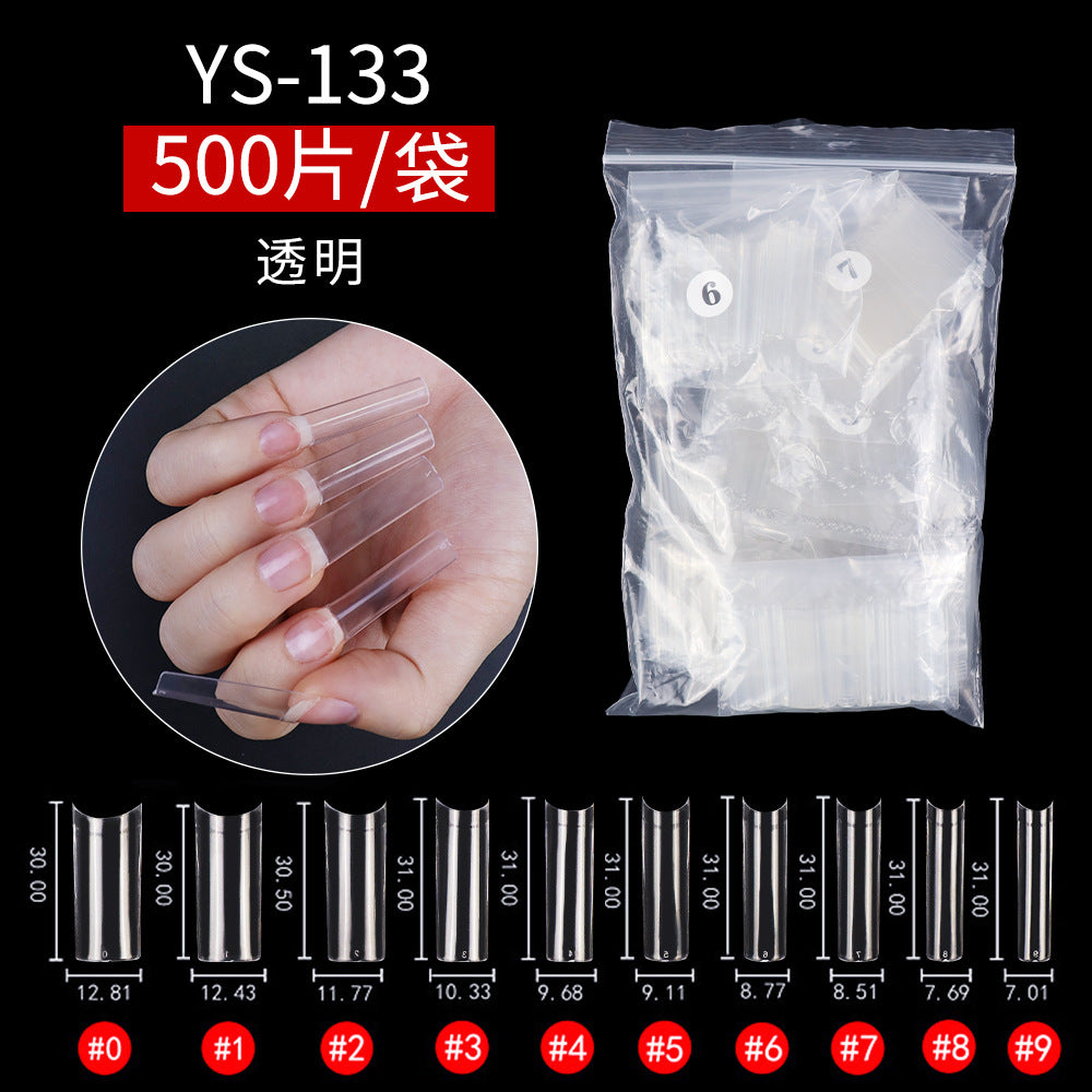 Nail Tips Nail plate semi-sticker, light sticker, lengthened XXXL water pipe nail NO C arc, light French manicure, transparent fake nail