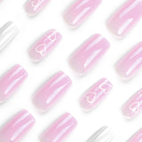 Simple Love Dia dos Namorados Use Unha Rosa Branco Médio e Longo Quadrado Unha Arte Use Patch de Unha Patch de Unha Atacado|365nails