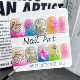 Duck bill nail three-dimensional carving ice transparent blush nail multi-color gradual change press-on nails pure handmade wholesale|365nails