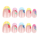 Cute and fresh cartoon fruit wearing nail short round short manicure nail piece French wearing nail piece wholesale