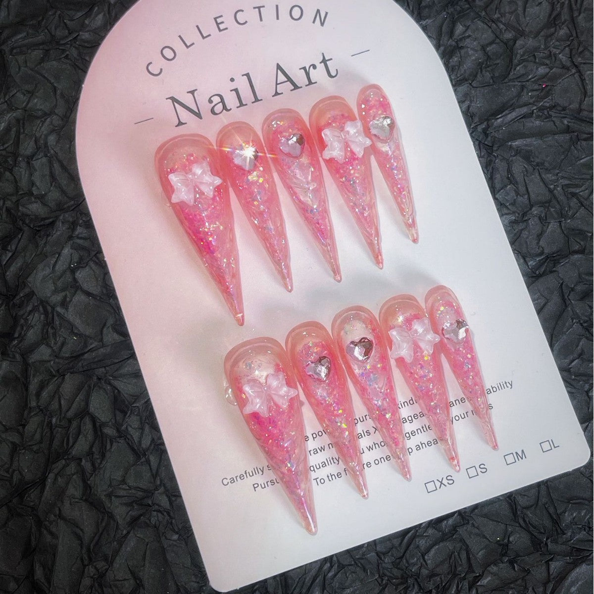 Title Sugarfrost Romance | Pink Jelly Crystal Press-On Nails