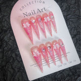 Title Sugarfrost Romance | Pink Jelly Crystal Press-On Nails