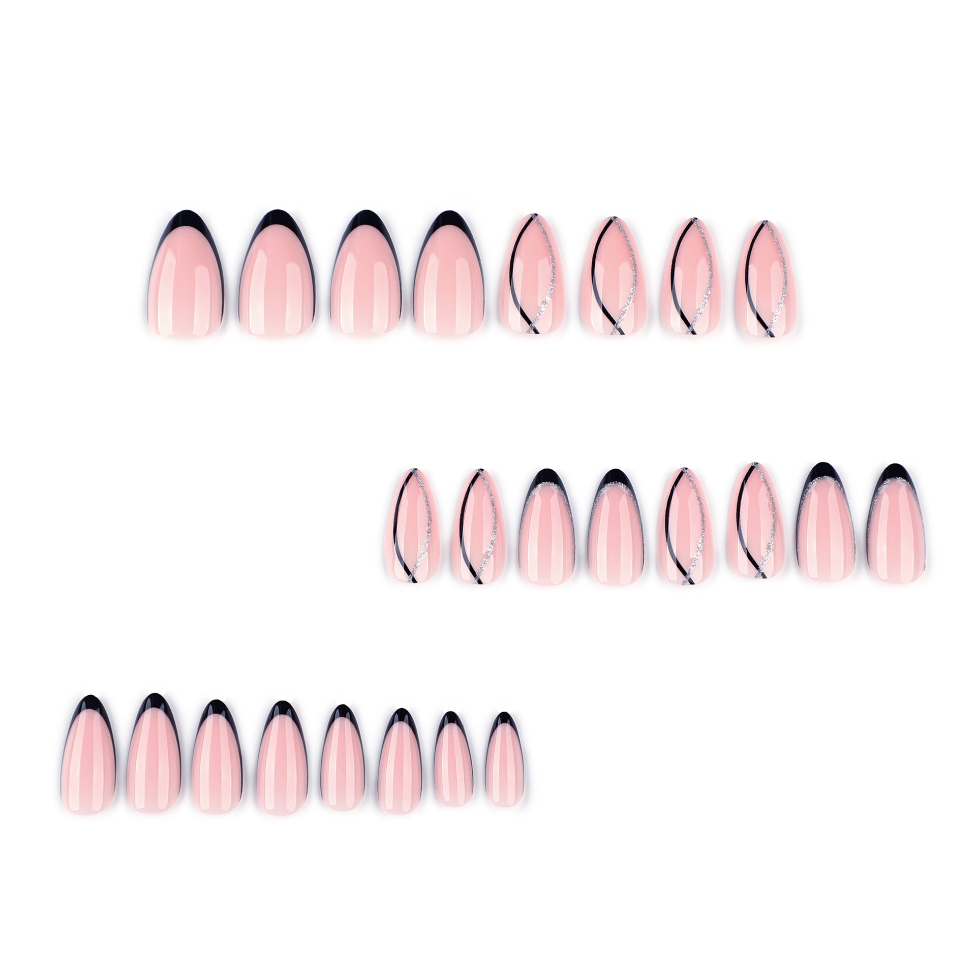 Línea de purpurina para uñas francesa negra, superventas, para usar, para usar, para repetir, al por mayor | 365nails