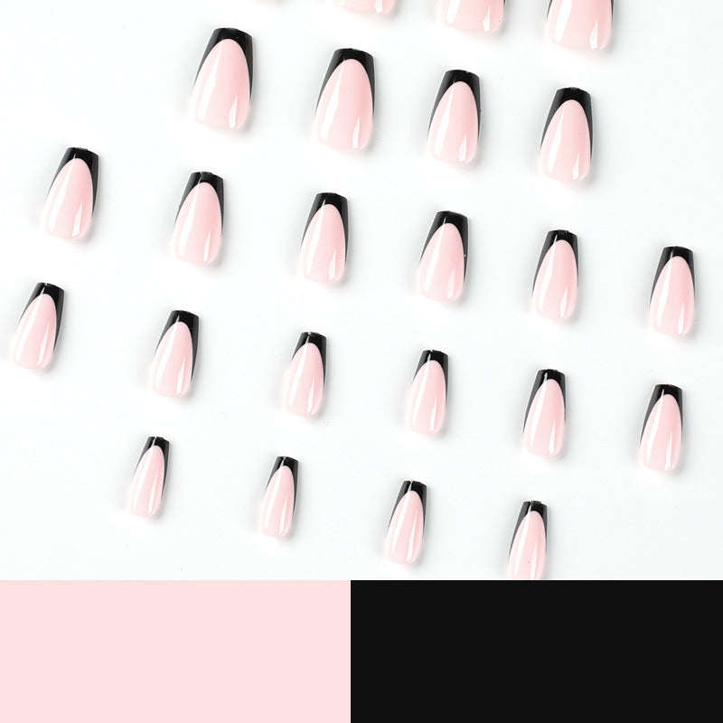 Venta al por mayor de almohadillas para uñas postizas, almohadillas para uñas francesas cortas con borde negro, almohadillas para uñas postizas, uñas con acabado artístico | 365nails