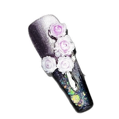 Title Stardust Rose | Sugar-Ice Amber Art Series Press-On Nails