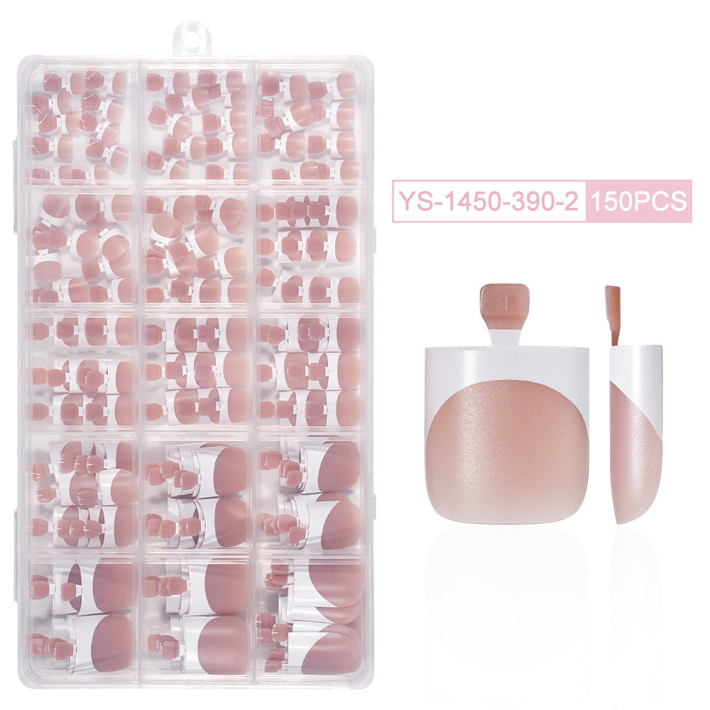 Nail Tips Press-on toenails French Short Foot Nail Nude Traceless Prefabricated Nail Art Detachable Finished Product Patch Fake Nail Film