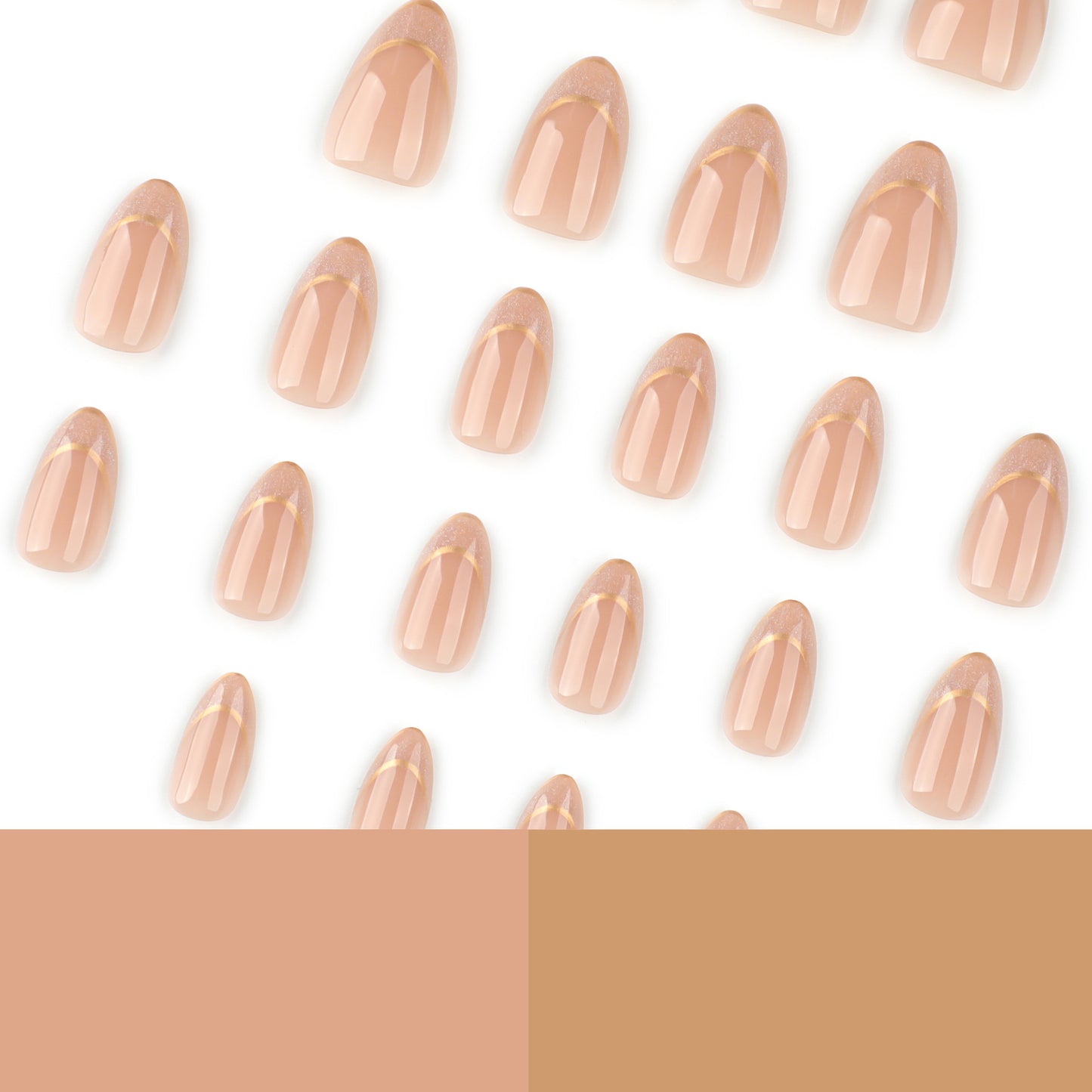 Premium French Cat's Eye Golden Short Almond press-on nails