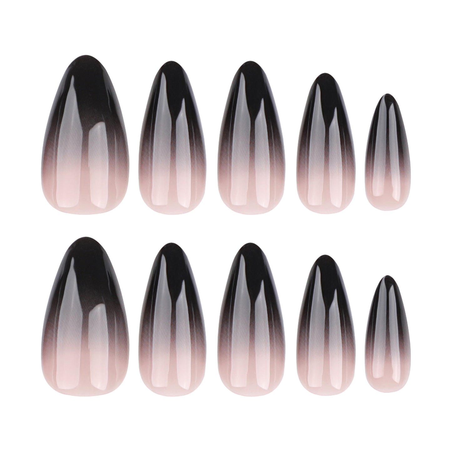 Halloween wear nail black French gradual change manicure short almond repeatable nail fake nails|365nails