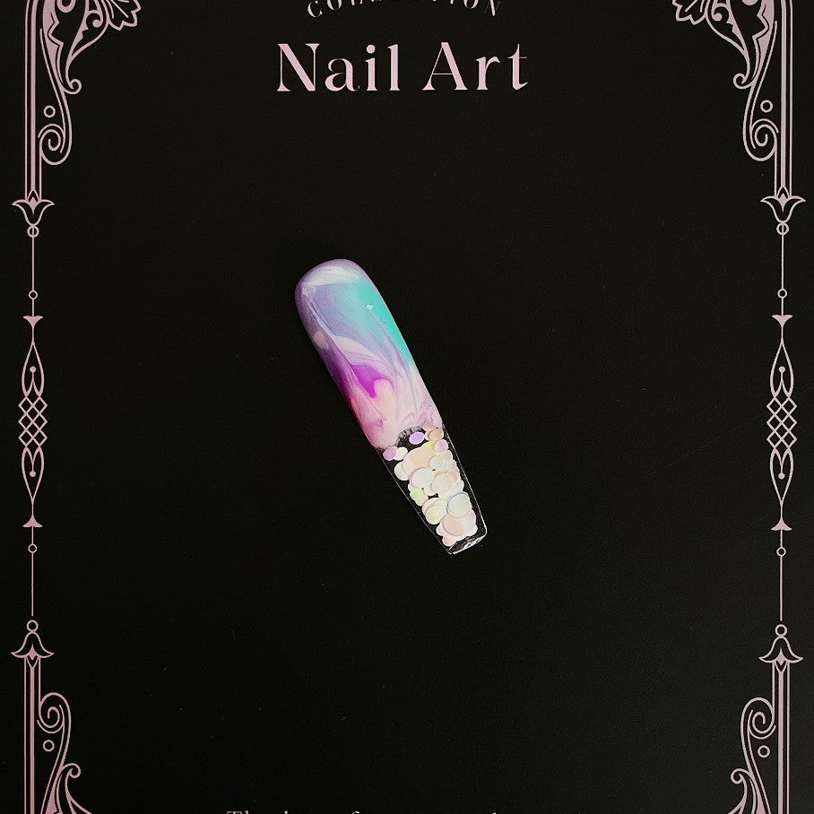 Title Cotton-Candy Aurora | Neon Cloud-Dye Art Series Press-On Nails