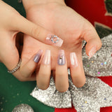 Christmas snowflake love snowman manicure short almond
