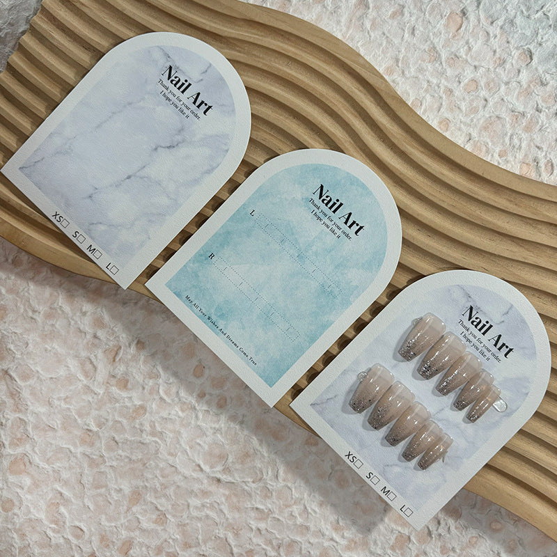 Press-On Nails Instruction Card arched eggshell pattern white card (MOQ:50 pieces)