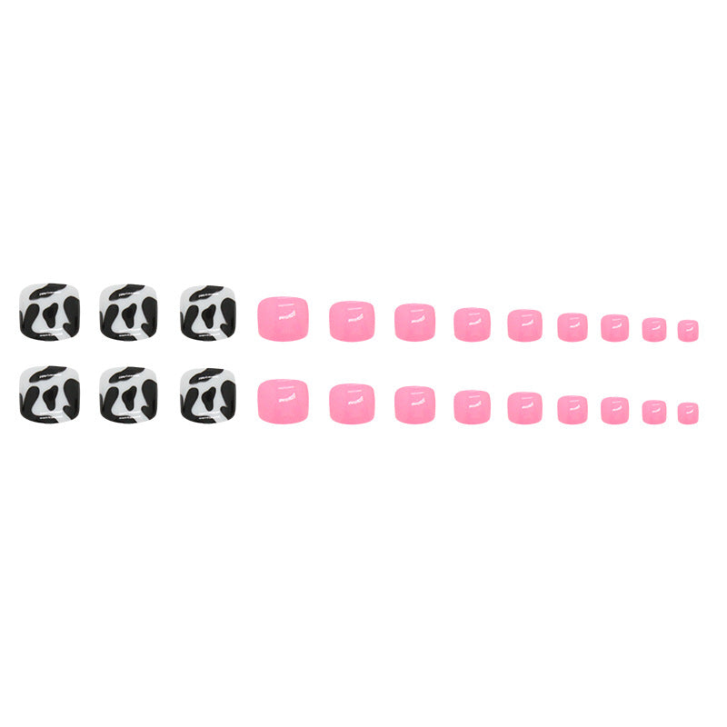 Unhas postiças da moda Barbie rosa doce menina vaca padrão vestindo armadura destacável acabada unhas postiças armadura atacado 24 peças | 365 unhas