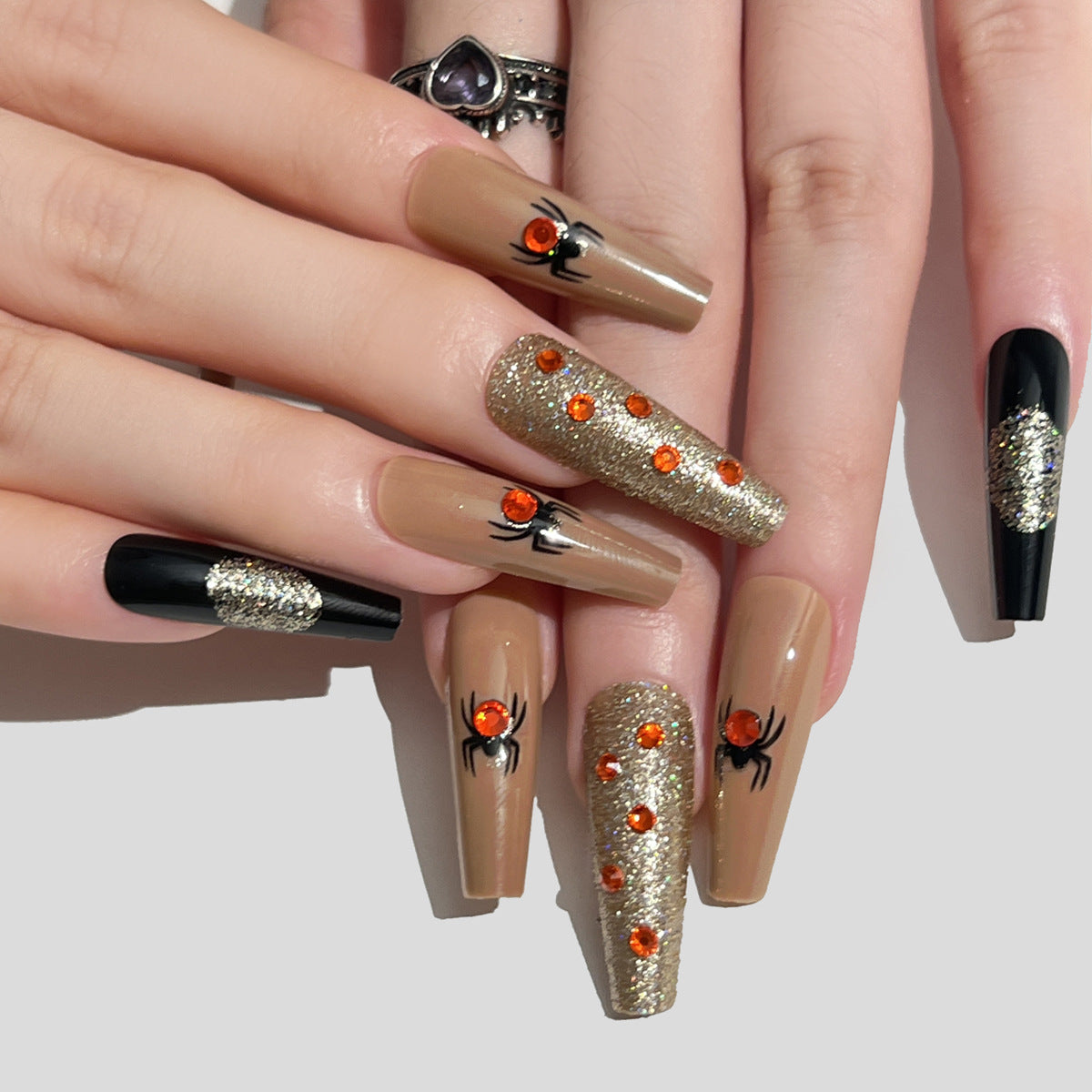 Uñas postizas 3D con diseño de araña y murciélago para Halloween, venta al por mayor | 365nails