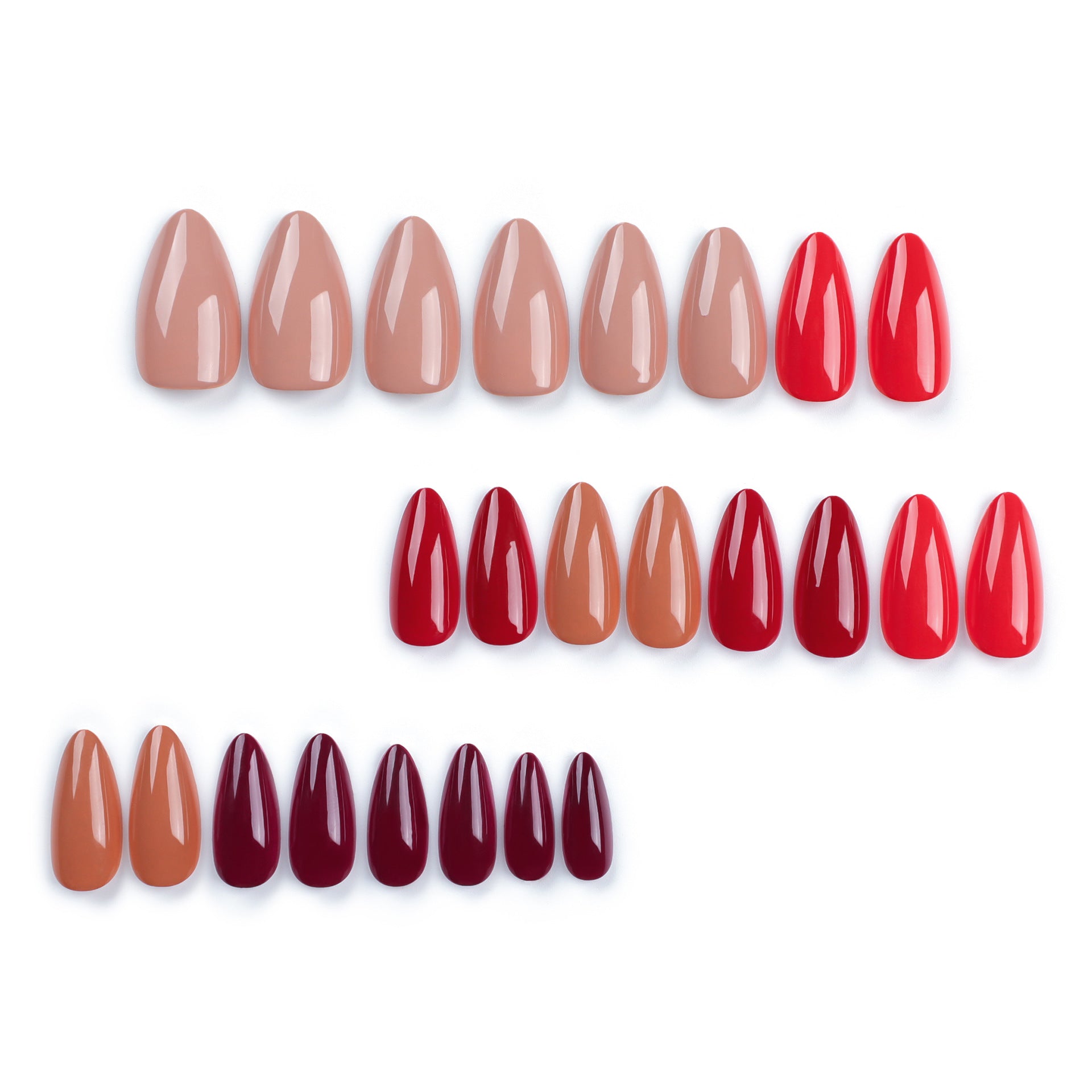 Unhas postiças curtas amendoadas outono e inverno, arte de unha laranja quente, peça simples de unha, remendo de unha falsa, produto finalizado|365nails