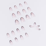 Uñas francesas cortas de ballet en color nude y negro, con acabado de uñas postizas, parches para uñas, parches extraíbles | 365nails