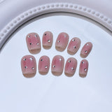 Pure Handmade Press-on Nails spray gun blush smudge star short nail patch high-end wearable nail piece finished product|365nails