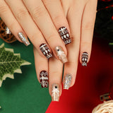 Christmas candy fake nails wholesale short nails art patch finished nails sticker press on nails removable|365nails