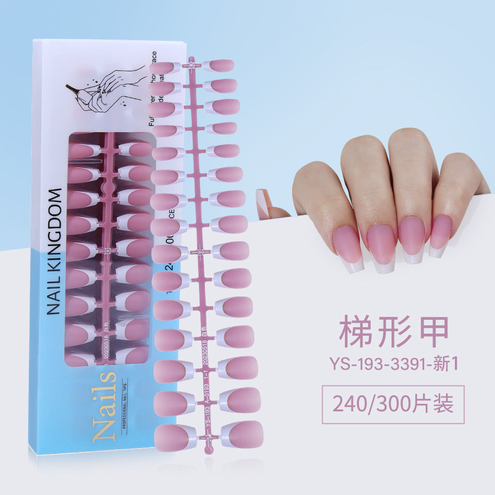 Nail Tips New French press on nails 240 pieces boxed fake nail manicure work in progress matte full sticker French nail piece