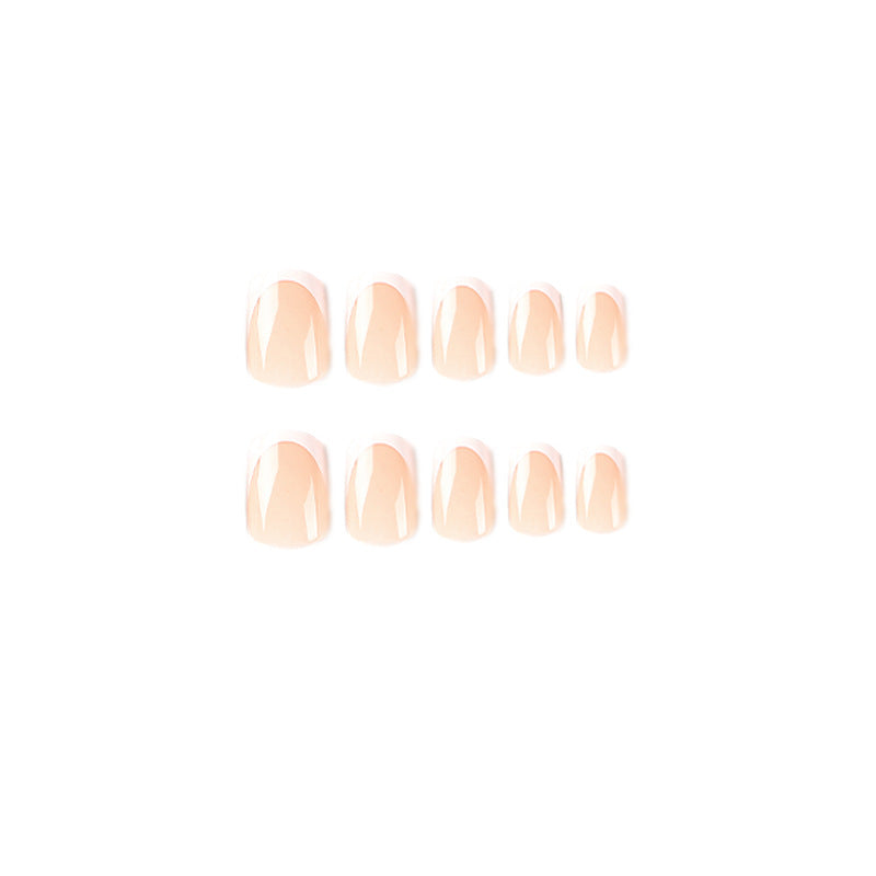 Wear nail wholesale naked skin tone square simple ins wind white edge French nail piece wear nail piece fake nail