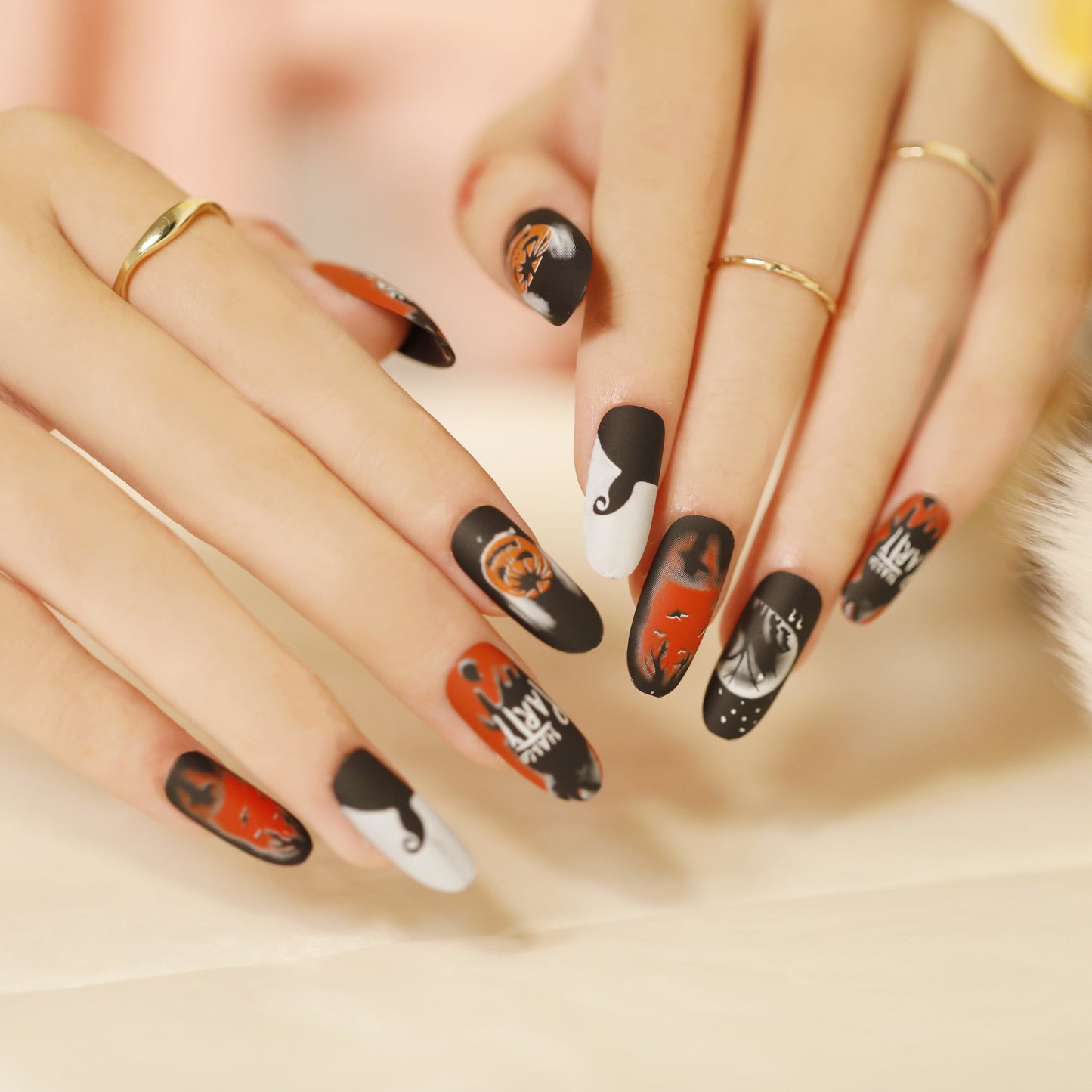 Uñas postizas 3D con diseño de araña y murciélago para Halloween, venta al por mayor | 365nails