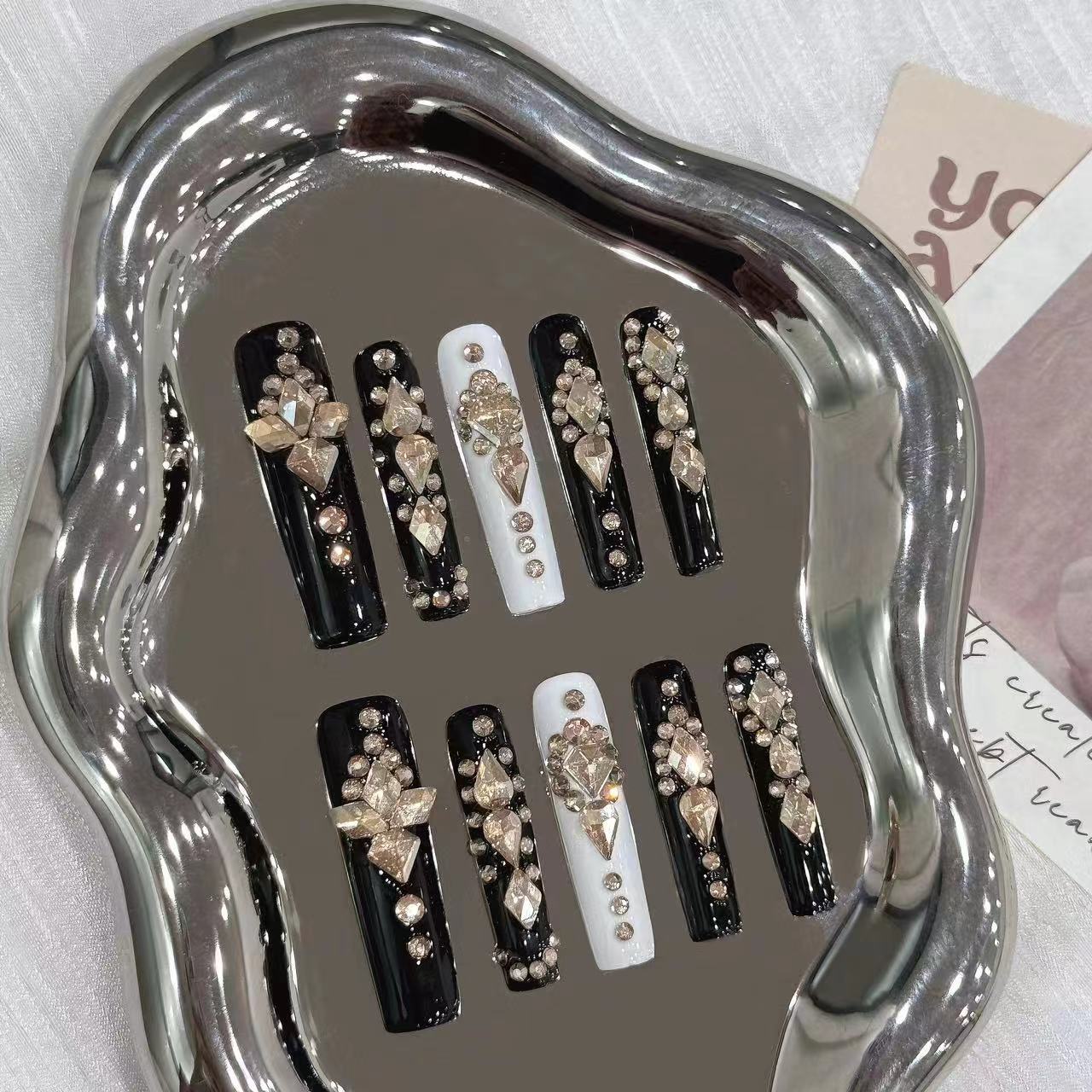 Unhas postiças extra longas, engraçadas, de desenho animado, fofas, feitas à mão, personalizadas, pintadas à mão, removíveis | 365nails