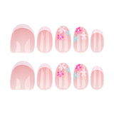 Simple French Rose Pink press on nails Color Flower Fresh Wearing False Nail Short Round Nail Art Nail Film|365nails