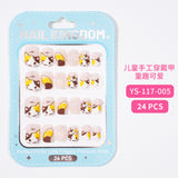 Children's Nail Art Nail Sticker Girl Cartoon 24 Nail Art Sticker Cute Removable press on nails With Drill