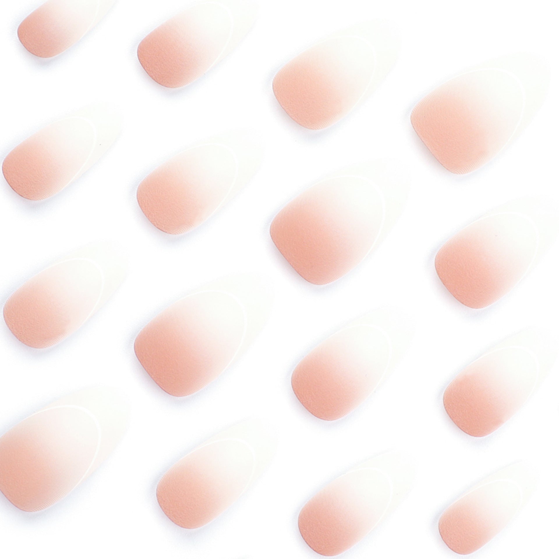 Simple pink white gradual change manicure fake nail white curve press on nails short almond nail patch removable nail piece|365nails