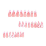 Three-dimensional bow French lotus root pink almonds sweet press-on nails