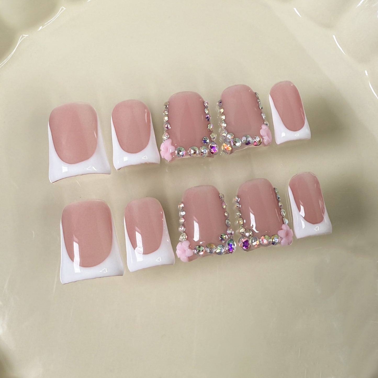 Pó para unhas boca de pato, unhas postiças francesas doces, feitas à mão, atacado|365nails