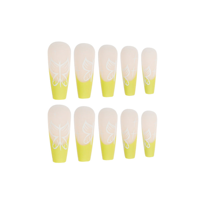 Manicure borboleta verde unha postiça especial removível |365nails