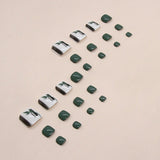 Unhas postiças estilo press-on verde escuro, manicure de cor sólida, folha de bambu, verde, moda spice girl, manicure usável|365nails