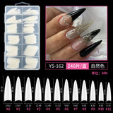 Nail Tips semi-full sticker, light sticker, extended water pipe nail 240 pieces XXXL thin dog transparent manicure patch fake nail